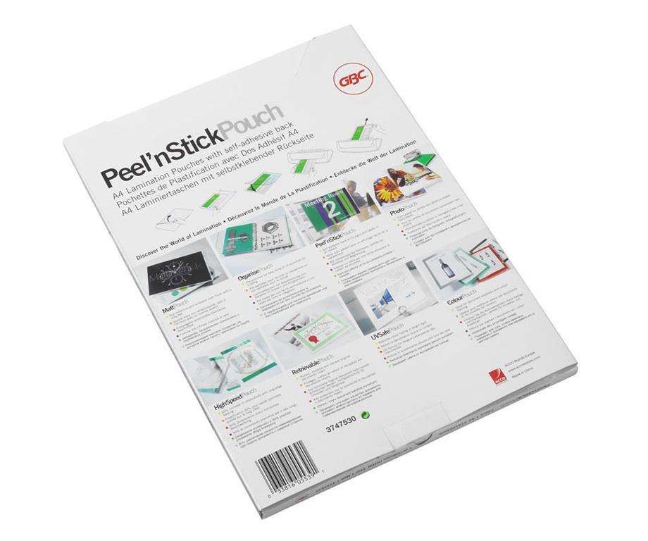 GBC Žepki A4 samolepilni, 125 mic, 100 kos