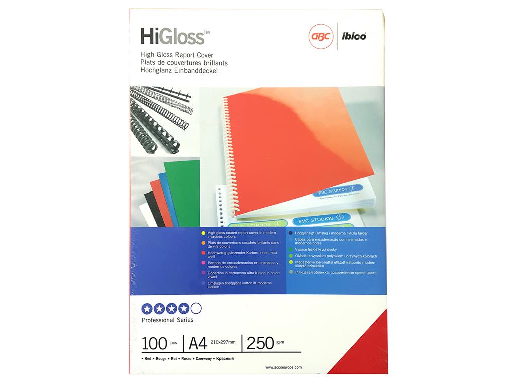 GBC Karton rdeč svetleč, A4 250 g, 100 kos