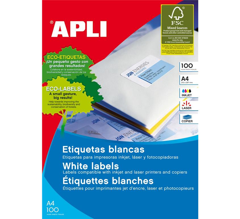 Apli Bele nalepke fi60 mm, 12/stran