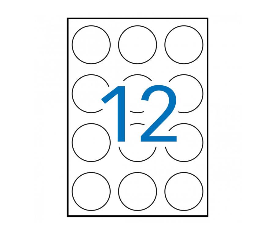 Apli Bele nalepke fi60 mm, 12/stran