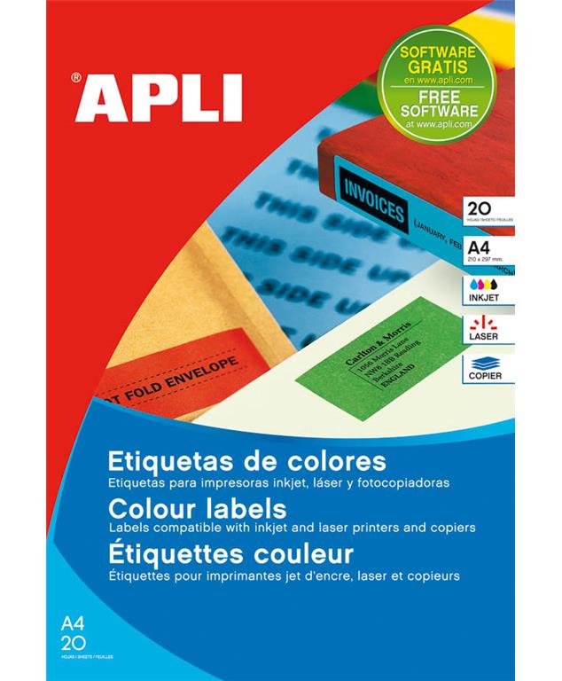 Apli Barvne nalepke, modre 210 x 297 mm