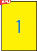 Apli Barvne nalepke, fluo.rumene 210 x 297 mm