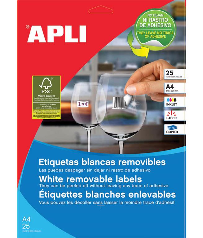 Apli Odstranljive nalepke, 25,4 x 10 mm