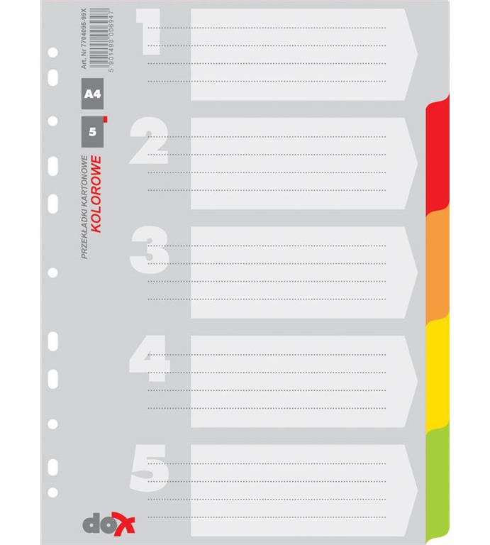 OFFICE PRODUCTS Ločilni listi 1/5 barvni, karton