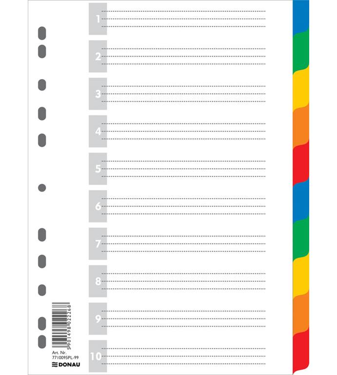 Donau Ločilni listi 1/10 barvni, PP