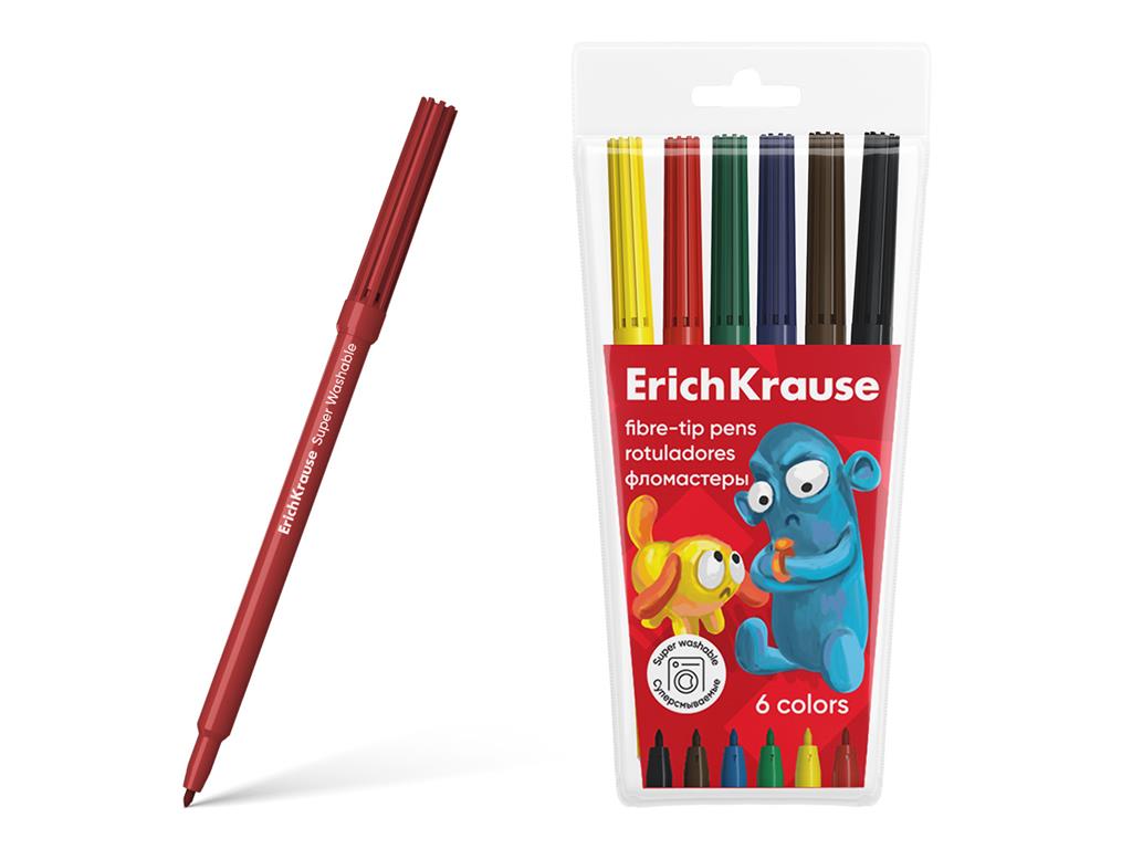 ErichKrause Flomastri z debelo mino, 6 kos