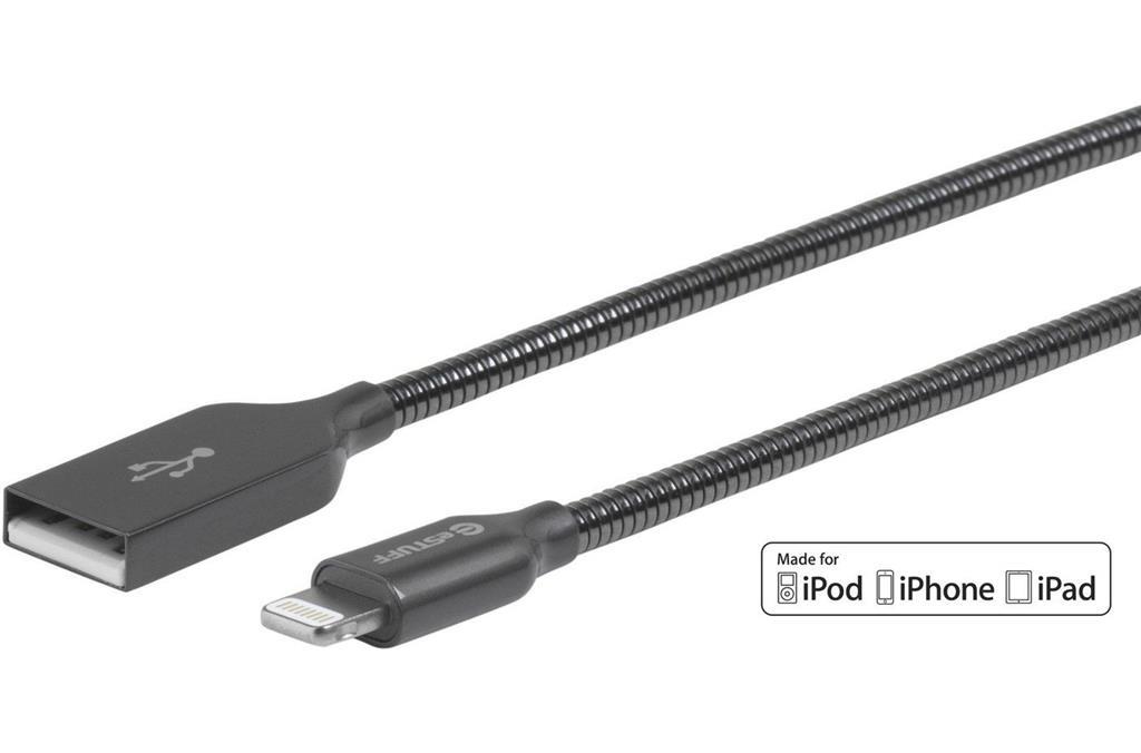 eSTUFF Lightning kabel MFI 0,5m Gunmetal