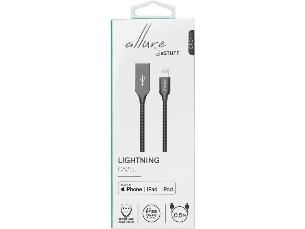 eSTUFF Lightning kabel MFI 0,5m Gunmetal
