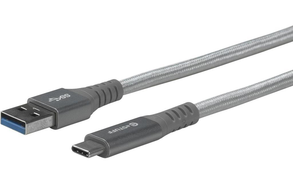 eSTUFF Kabel USB-C na USB-A, 1 m, siv najlon