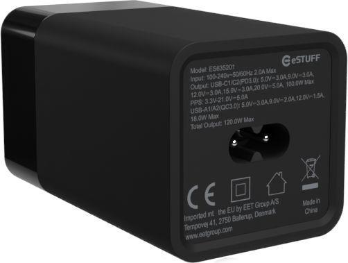 eSTUFF 120W 4-portni PD GaN večportni polnilnik