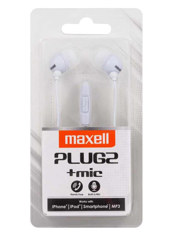 Maxell Slušalice PLUGZ MIC bijele