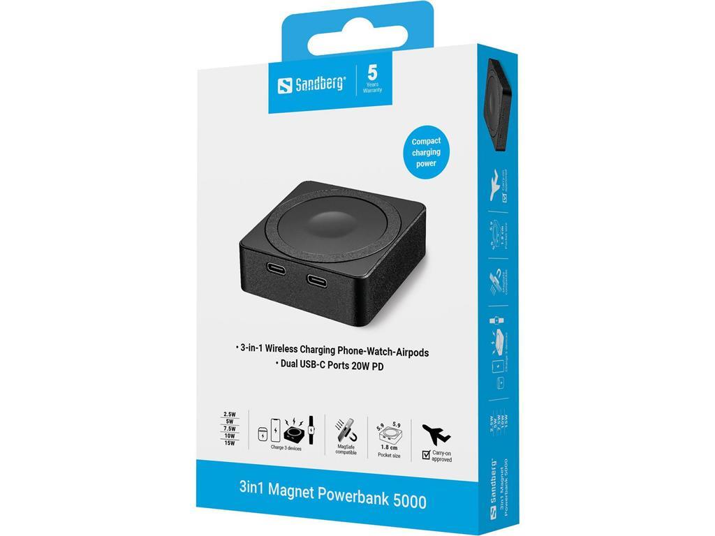 Sandberg 3in1 Magnet Powerbank 5000