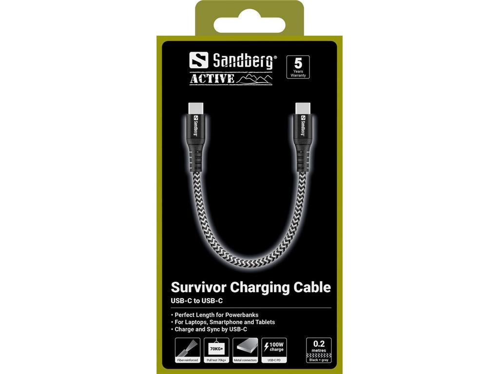 Sandberg Survivor USB-C Cable 0.2M 100W