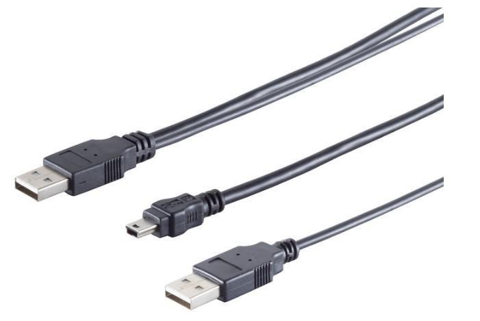 MicroConnect USB 2.0 Dual-Power kabel, 0.5m