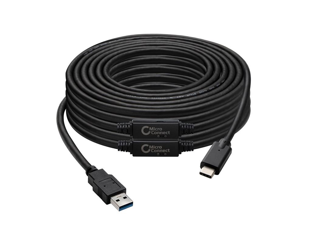 MicroConnect Kabel USB C-A 3.2, 10m, črn