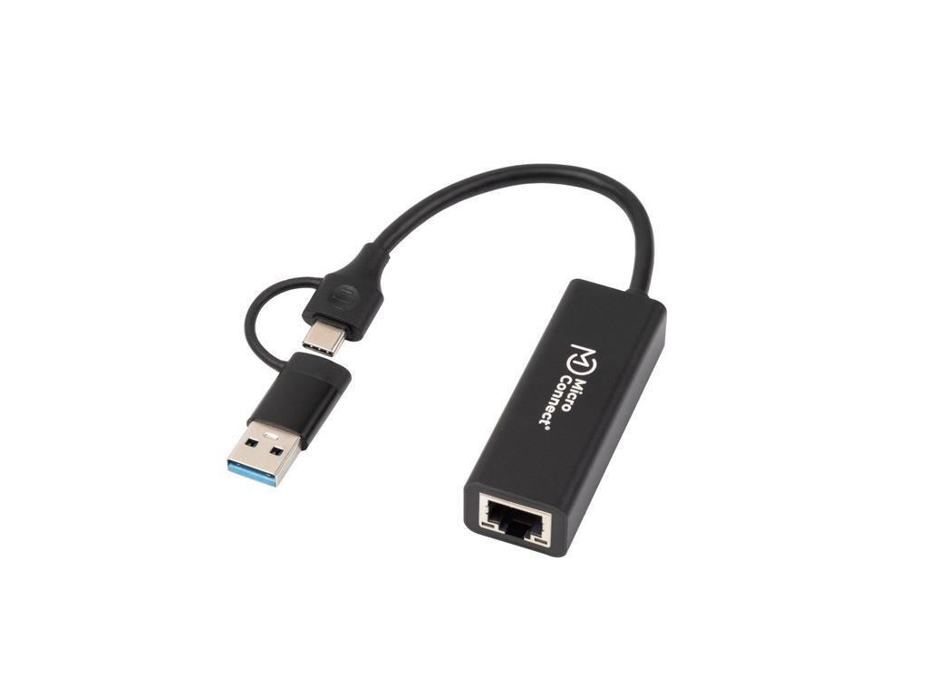 MicroConnect Adapter premium USB-C/A - RJ45 M-F