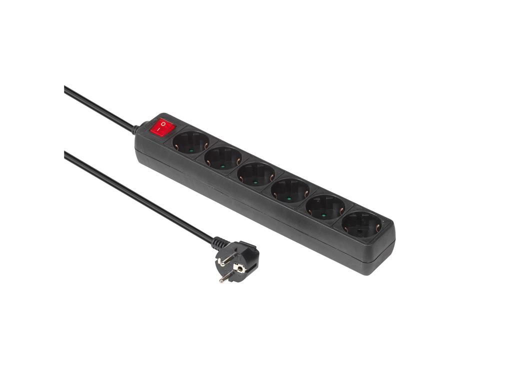 MicroConnect Schuko razdelilna vtičnica 6x, 1,5m črna