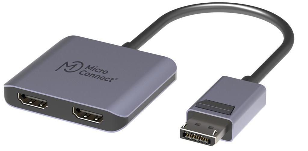 MicroConnect DisplayPort na 2x HDMI ženski MST Hub