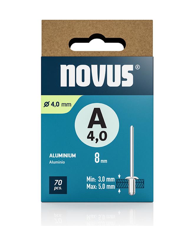 Novus Zakovice tip A 4 x 8 mm, aluminij