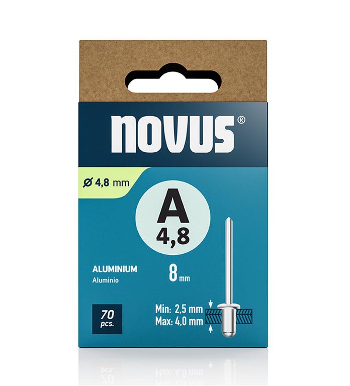 Novus Zakovice tip A 4,8 x 8 mm, aluminij