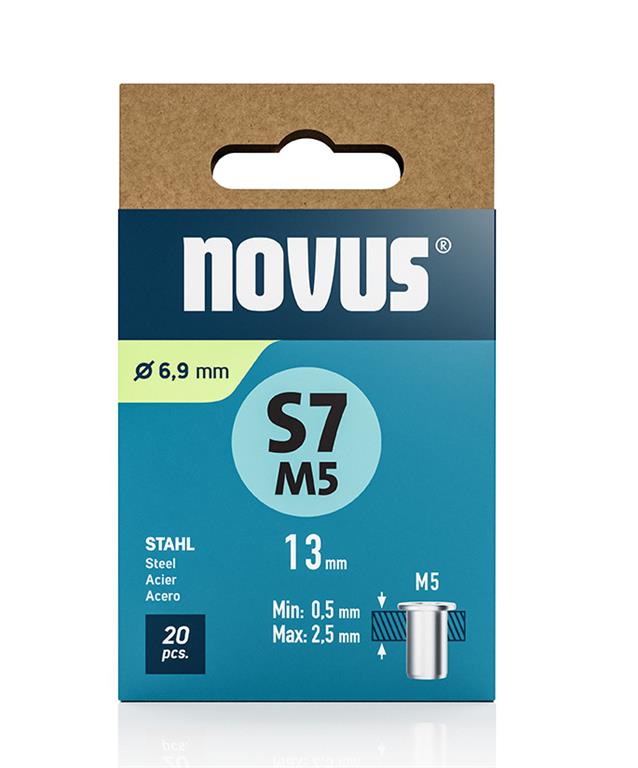 Novus Zakovične matice tip S7 M5 x 13 mm