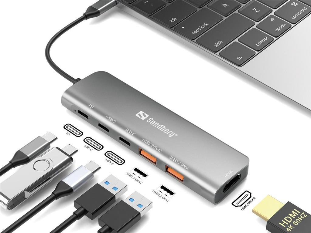 Sandberg USB-C docking postaja HDMI + 2xUSB-A + 2