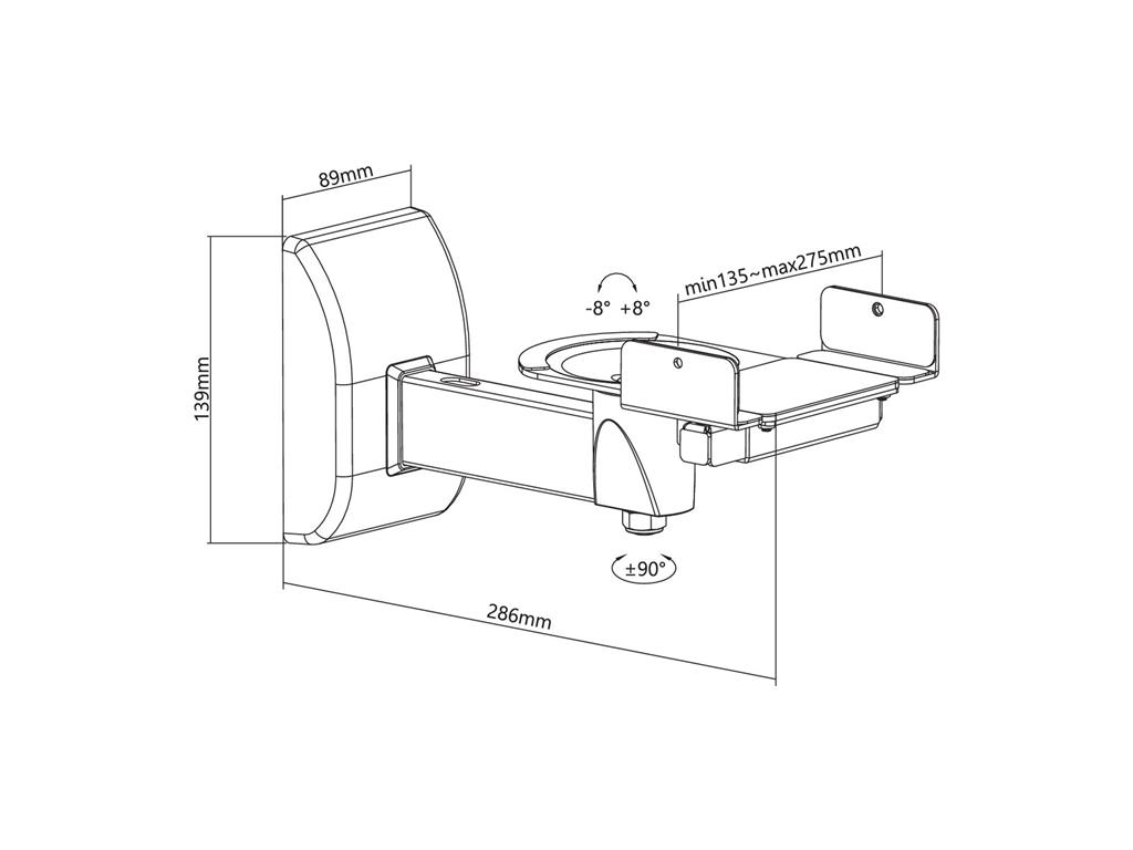 Vivolink Stenski nosilec za zvočnik, črn, 2 kosa